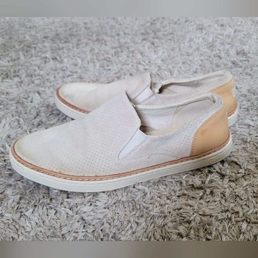 UGG Casual White and Tan Slip-On Shoes